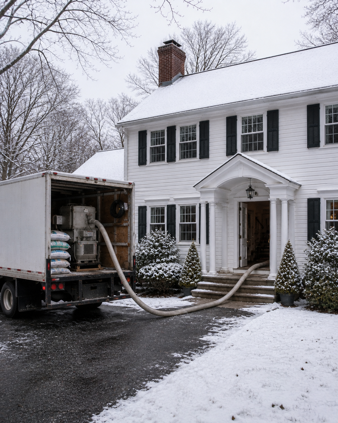 A Connecticut home weatherization project, an installer adding insulation in a New England colonial